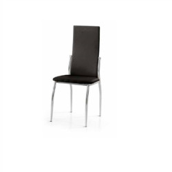 Sedia in ecopelle nera con struttura in acciaio Set da 4