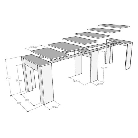 Consolle moderno da pranzo allungabile 78x47-299 cm Beltramo