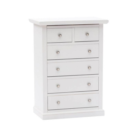 Cassettiera Arte Povera in Legno Massello bianco opaco 6 Cassetti