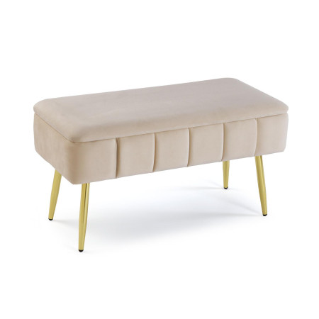 Pouf rettangolare contenitore imbottito colore beige