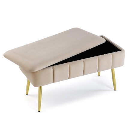 Pouf rettangolare contenitore imbottito colore beige