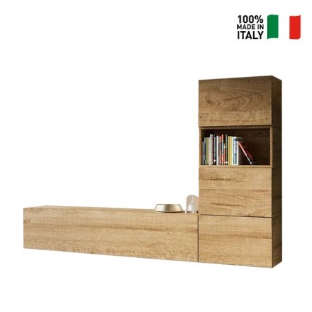 Parete attrezzatura 234x160x39,5 cm, bianco frassino e quercia