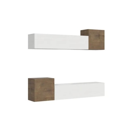 Parete attrezzatura 10x308x39,2 cm, bianco frassino e quercia naturale