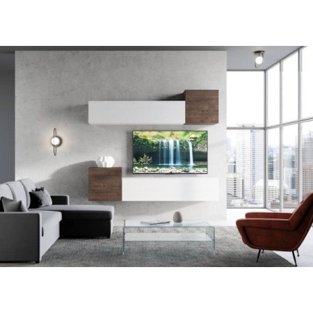 Parete attrezzatura 37x234x39,2 cm, bianco frassino e noce