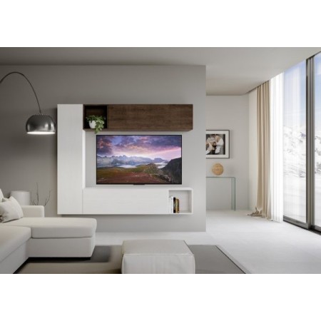 Parete attrezzata  214x173,6x39,2 cm, bianco frassino e noce