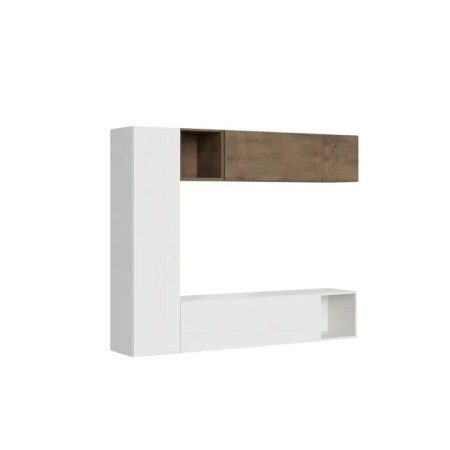 Parete attrezzata  214x173,6x39,2 cm, bianco frassino e noce