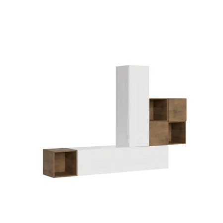 Parete attrezzata 254x173,6x39,2 cm, bianco frassino e noce