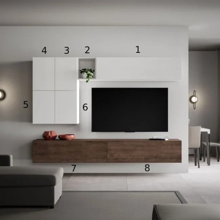 Parete attrezzata 16x268x39,2 cm, bianco frassino e noce