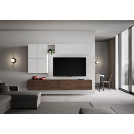 Parete attrezzata 16x268x39,2 cm, bianco frassino e noce