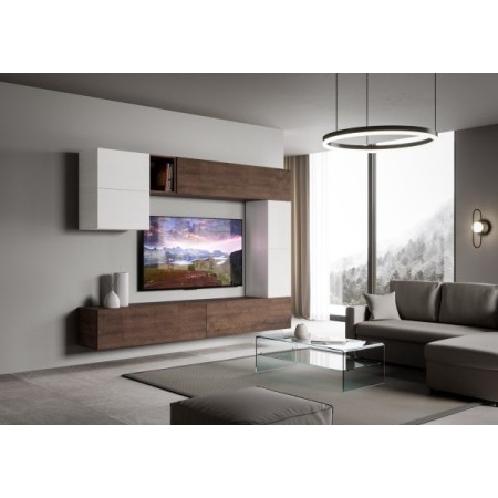 Parete attrezzata 268x200x39,2 cm, bianco frassino e noce