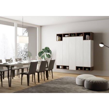 Parete attrezzata 35x200x194 cm, bianco frassino e noce