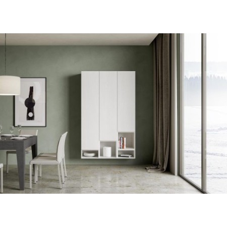 Parete attrezzata 214x174x39,5 cm, bianco frassino e noce