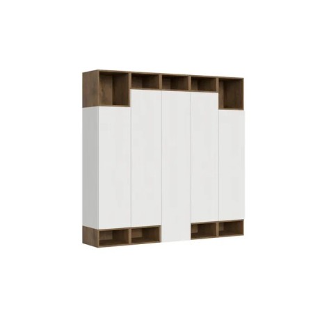 Parete attrezzata 214x174x39,5 cm, bianco frassino e noce