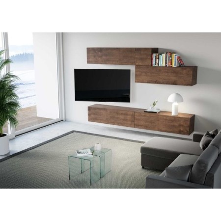 Parete attrezzata 268x9,5 cm, bianco frassino e noce