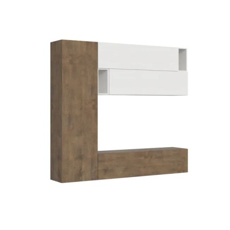 Parete attrezzata 234x210x39,5 cm, bianco frassino e noce