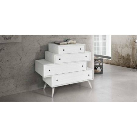 Elegante Cassettiera Moderna a 4 Cassetti in Abete Bianco Spazzolato
110x45x95 cm