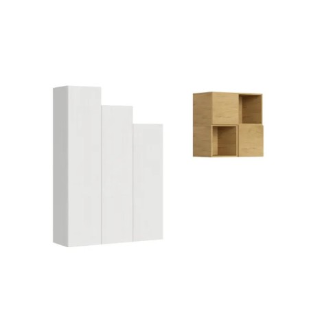 Parete attrezzata 120x174x39,5 cm, bianco frassino e quercia naturale