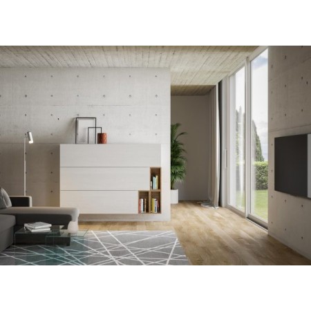 Parete attrezzata 174x39,5 cm, bianco frassino e quercia naturale