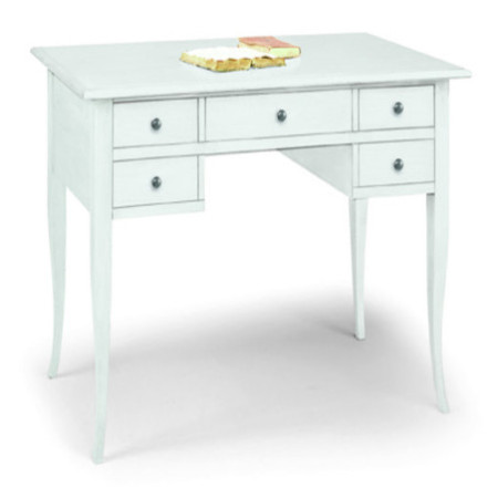 Scrivania arte povera in legno massello bianco opaco 107 cm