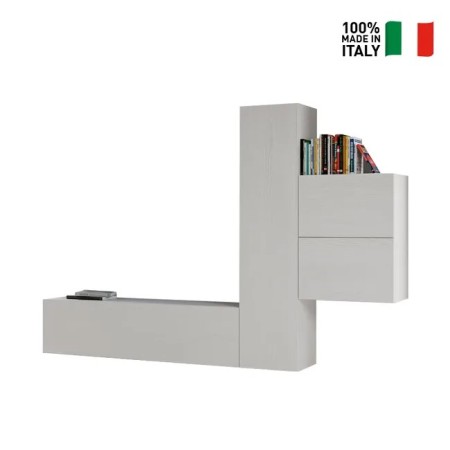 Parete attrezzata 254x173,6x39,2 cm, bianco frassino e quercia
