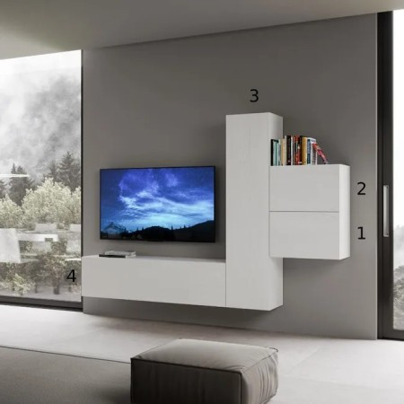 Parete attrezzata 254x173,6x39,2 cm, bianco frassino e quercia