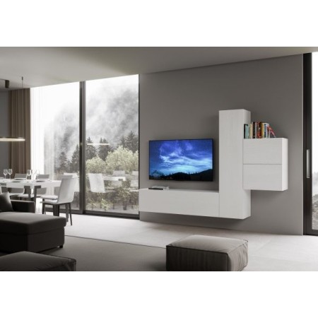 Parete attrezzata 254x173,6x39,2 cm, bianco frassino e quercia