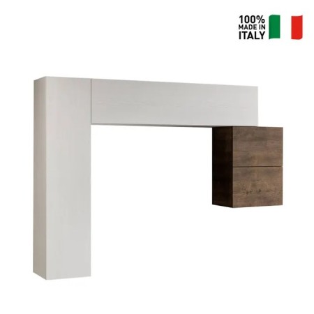 Parete attrezzata 204x174x39,5 cm, bianco frassino e noce