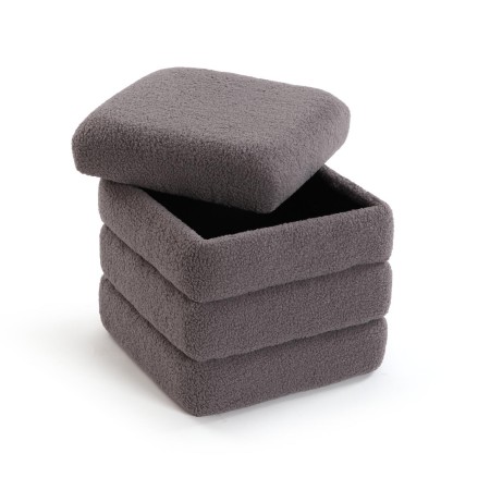 Pouf quadrato in legno contenitore tessuto colore grigio