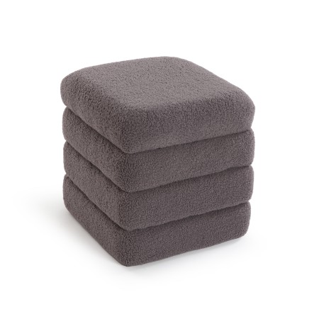 Pouf quadrato in legno contenitore tessuto colore grigio