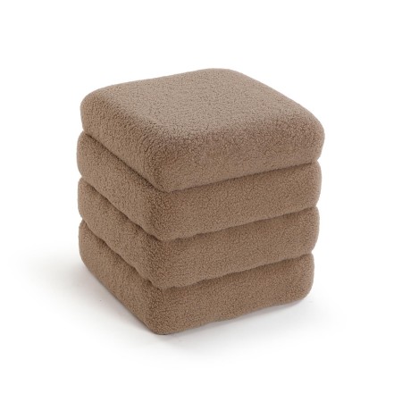 Pouf quadrato in legno contenitore tessuto colore marrone