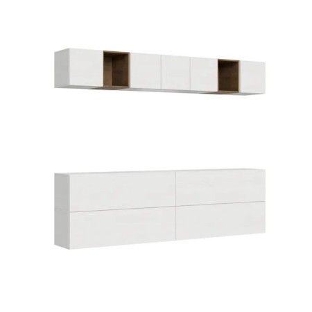 Parete attrezzata 268x120x39,5 cm, bianco frassino e noce