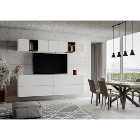 Parete attrezzata 268x120x39,5 cm, bianco frassino e noce
