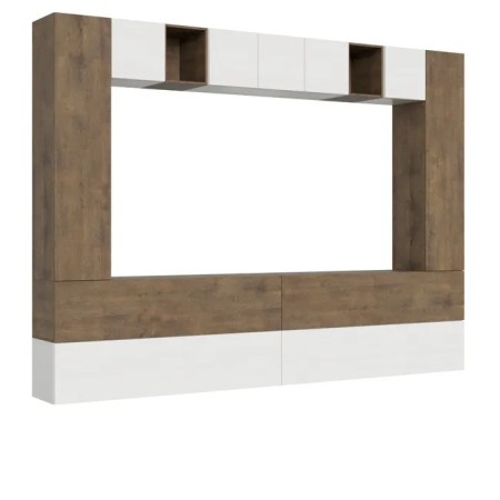 Parete attrezzata 348x254x39,2 cm, bianco frassino e noce