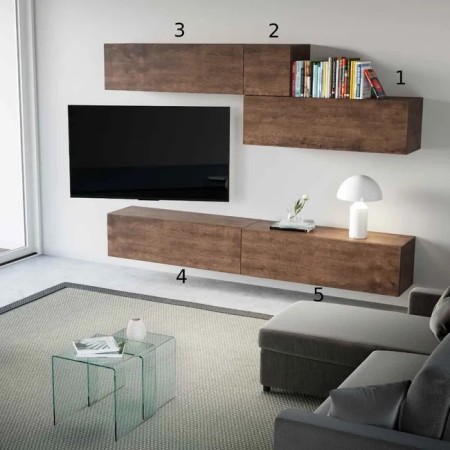Parete attrezzata 268x120x39,5 cm, bianco frassino e noce