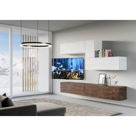 Parete attrezzata 268x120x39,5 cm, bianco frassino e noce