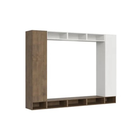 Parete attrezzata 260x194x39,2 cm, bianco frassino e noce
