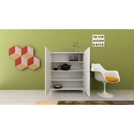 Credenza alta 4 ante Solaria colore bianco lucido
