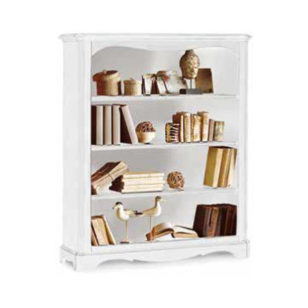 Libreria in legno massello rifinitura in bianco 3 ripiani pratici  Misure: 120x36x140 cm.