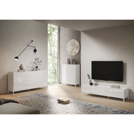 Porta TV 1 Solaria colore bianco lucido