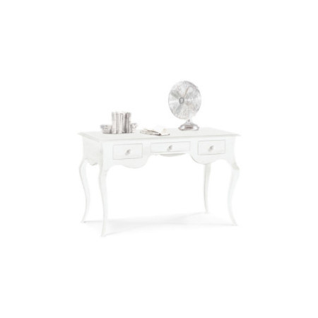 Scrivania classica in legno massello bianco opaco 130 cm