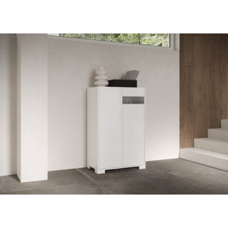 Credenza alta 2 ante Riflesso colore bianco lucido