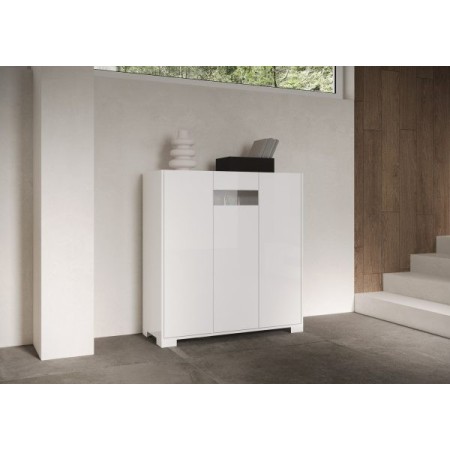 Credenza alta 3 ante Riflesso colore bianco lucido