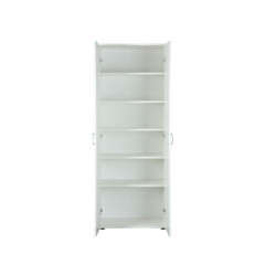 armadio bianco a due ante, realizzato in laminato con finitura opaca,