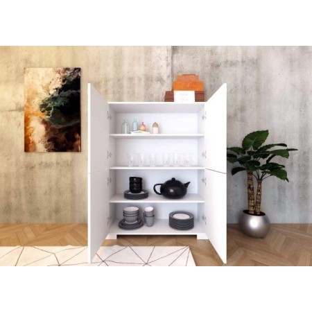 Credenza alta 4 ante Lumina colore bianco lucido