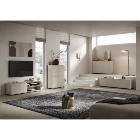 Porta TV 2 ante con vano a giorno Lumina colore cashmere