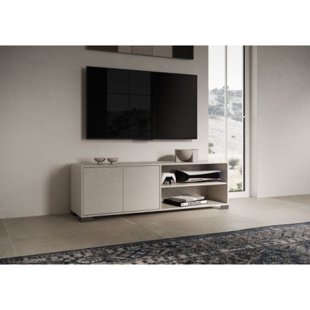 Porta TV 2 ante con vano a giorno Lumina colore cashmere