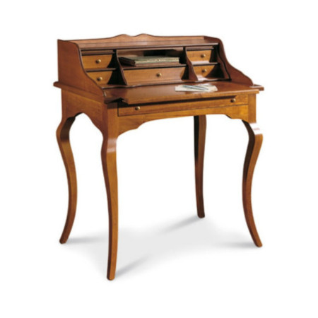 Scrittoio cassetti piano estraibile arte povera in legno massello noce
