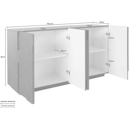 Credenza 4 ante e 4 ripiani Ping