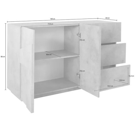 Credenza 2 ante e 3 cassetti Ping