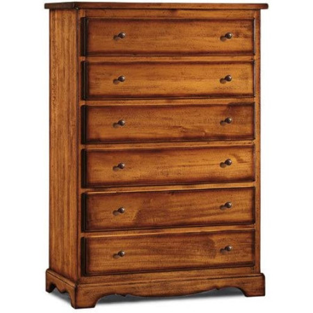 Cassettiera con 6 Cassetti in Legno Massello e Finitura Noce Scuro